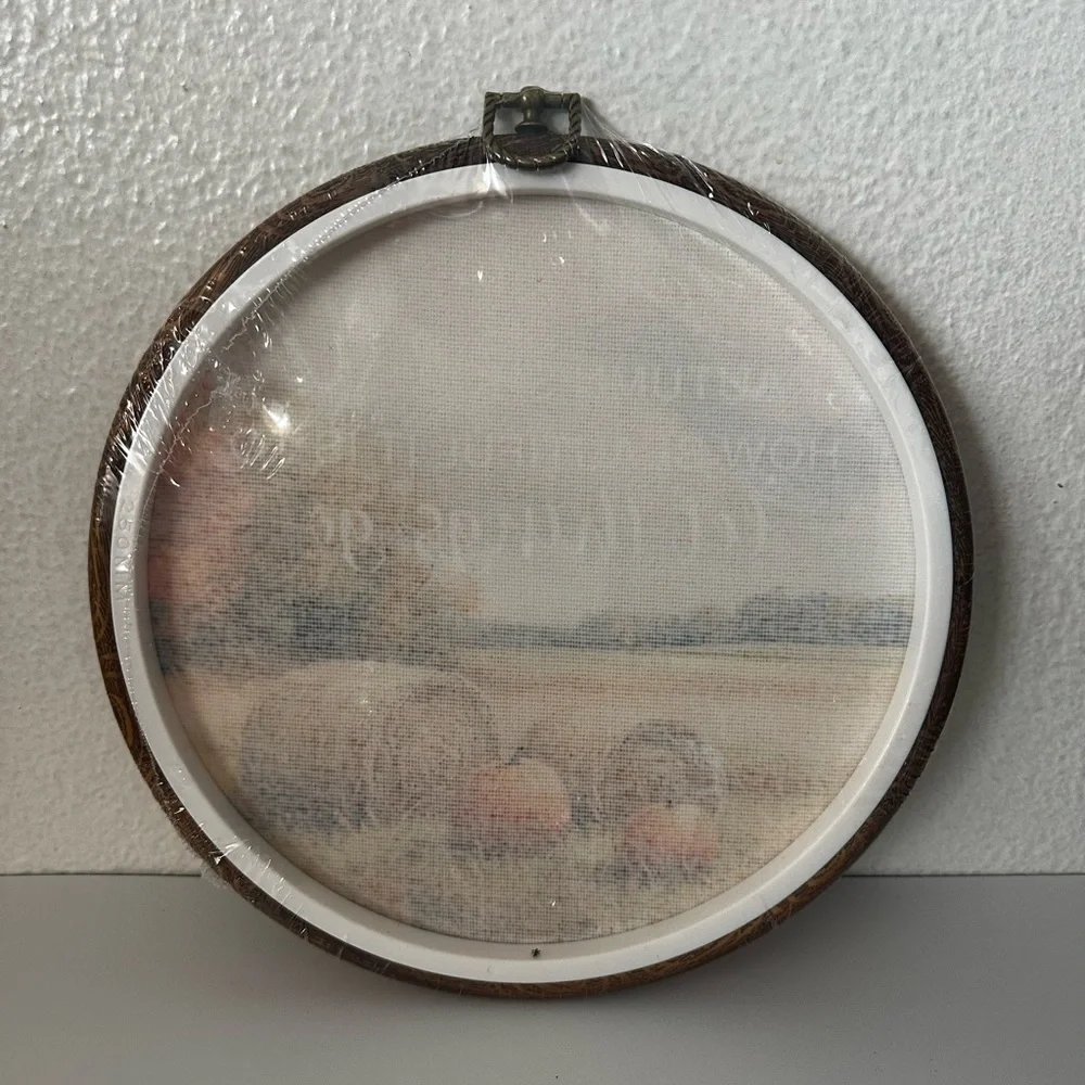 Autumn Themed Round With Pumpkin & Hays 10x10 Hanging Rustic Wall Decor